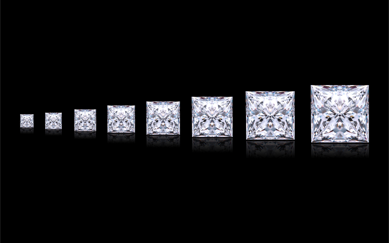 大きさの異なるダイヤモンド